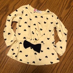 Yellow and Navy Heart Print Top